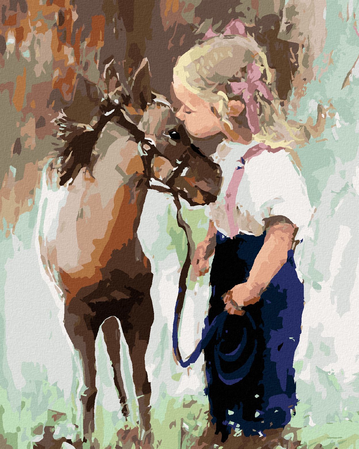 zuty Malování podle čísel - HOLČIČKA A PONÍK - Rozměr: 40x50 cm, Rámování: Varianta: bez rámu a bez vypnutí plátna - obrázek 1