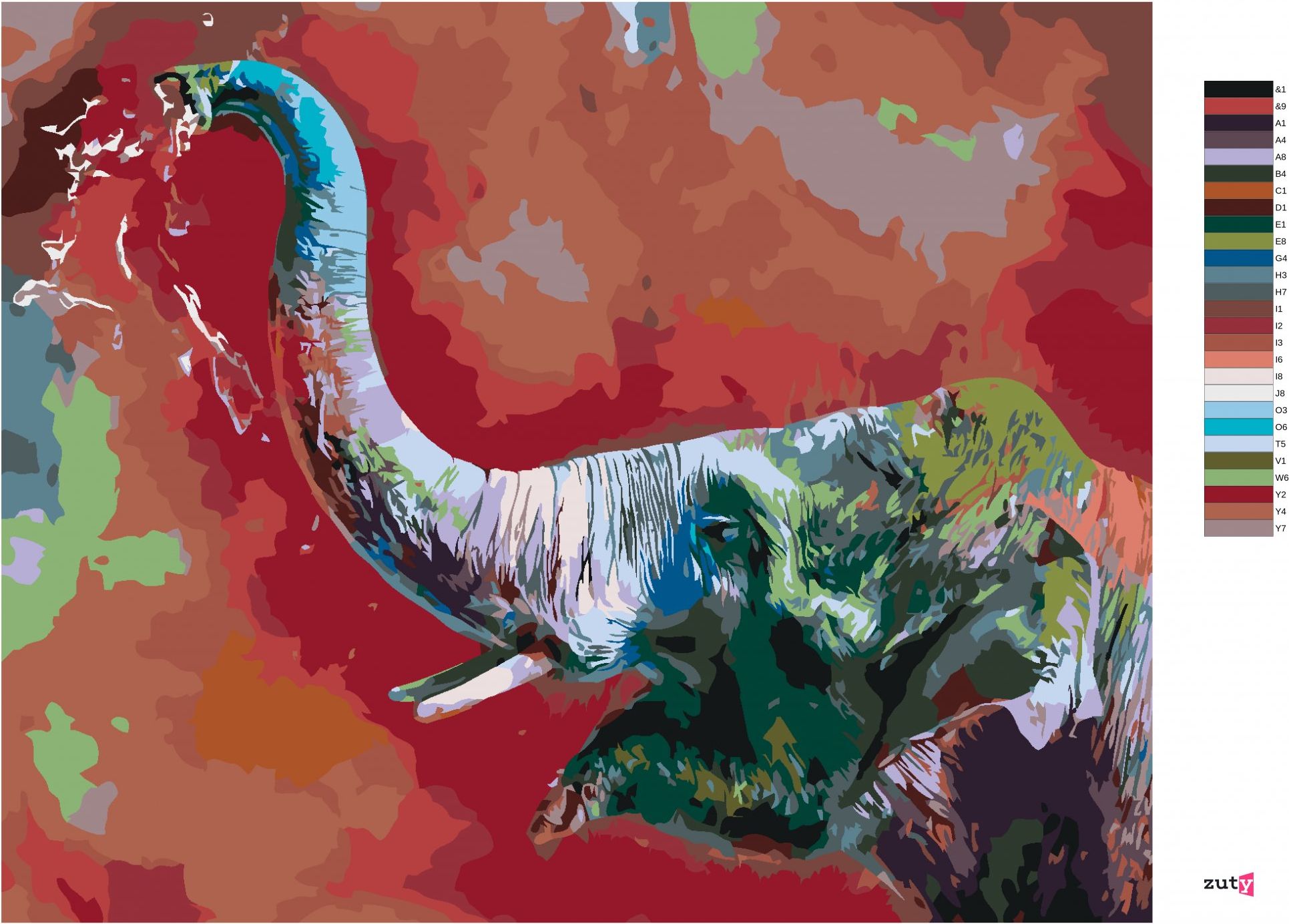 zuty Malování podle čísel - ŠŤASTNÝ BAREVNÝ SLON - Rozměr: 40x50 cm, Rámování: Varianta: vypnuté plátno na rám - obrázek 4