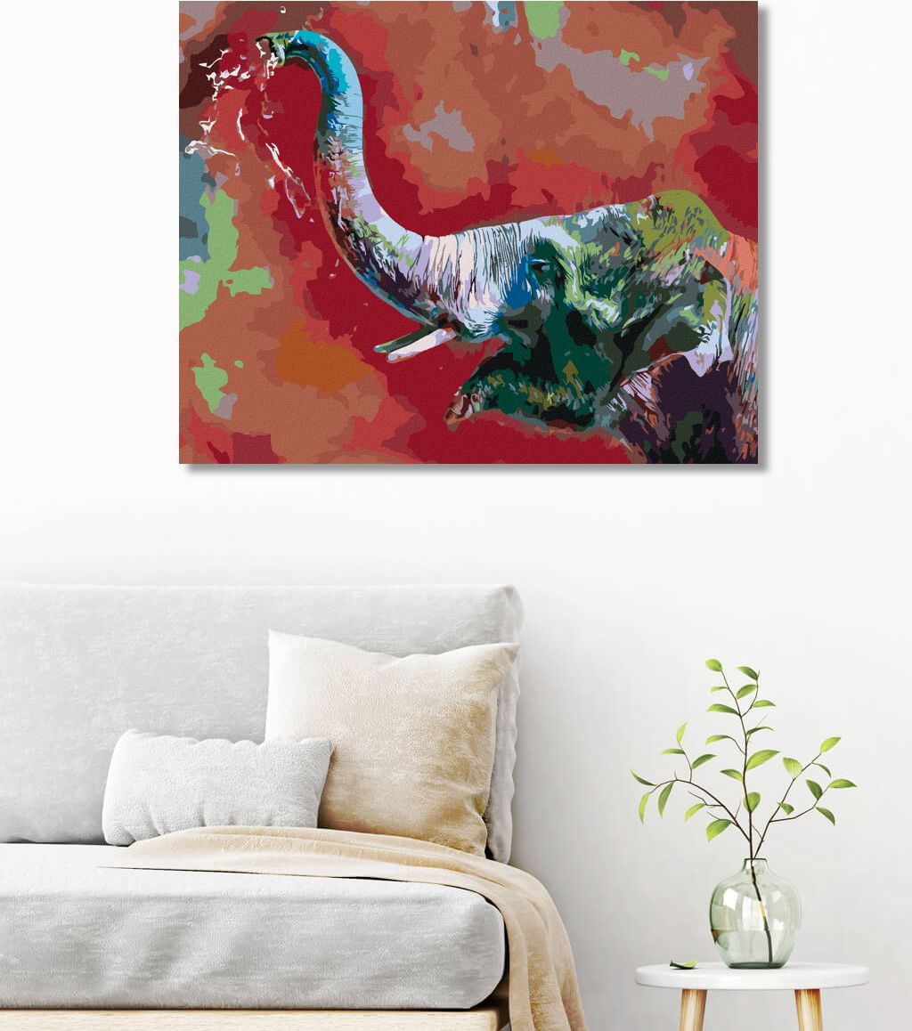zuty Malování podle čísel - ŠŤASTNÝ BAREVNÝ SLON - Rozměr: 40x50 cm, Rámování: Varianta: vypnuté plátno na rám - obrázek 7