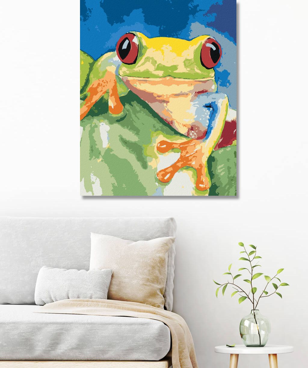 zuty Malování podle čísel - ŽÁBA SEDÍCÍ NA LISTU - Rozměr: 40x50 cm, Rámování: Varianta: bez rámu a bez vypnutí plátna - obrázek 5