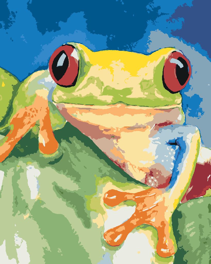 zuty Malování podle čísel - ŽÁBA SEDÍCÍ NA LISTU - Rozměr: 40x50 cm, Rámování: Varianta: bez rámu a bez vypnutí plátna - obrázek 8