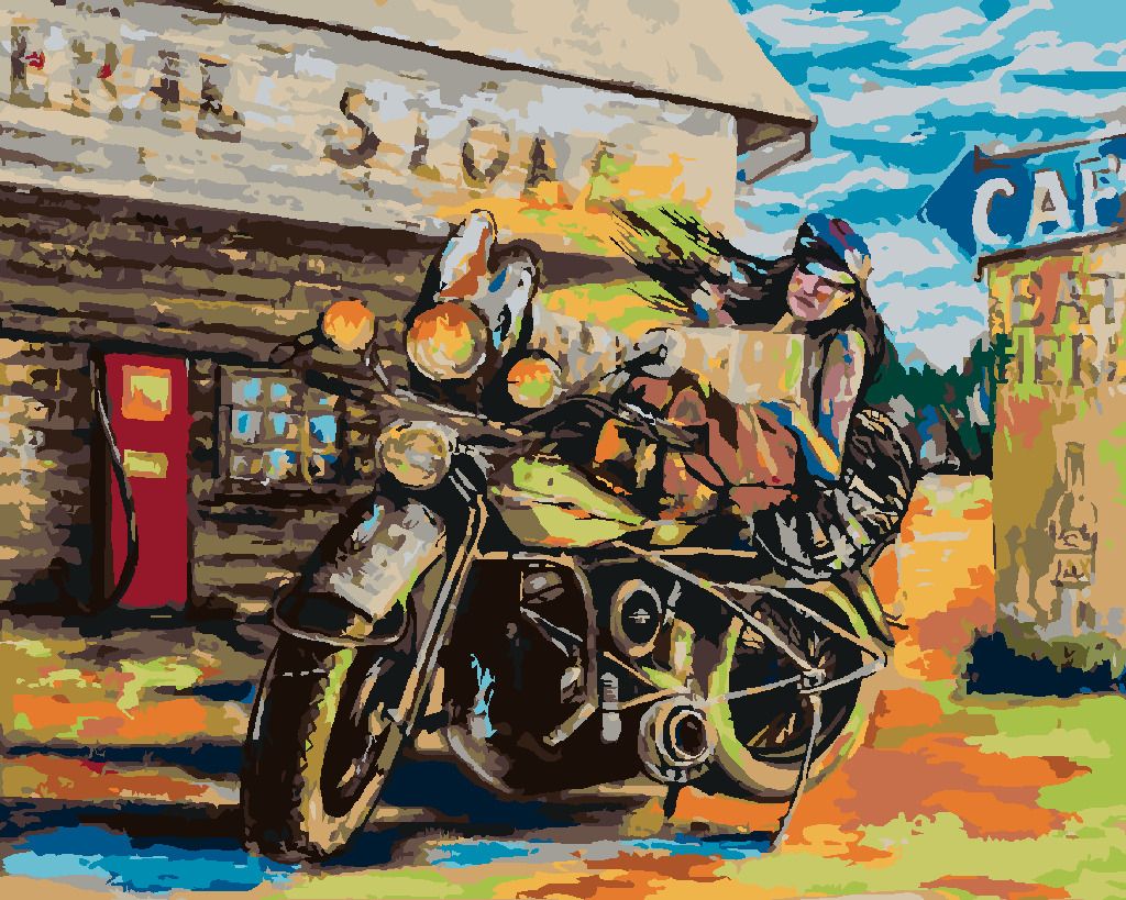 zuty Malování podle čísel - ŽENA A MOTORKA - Rozměr: 40x50 cm, Rámování: Varianta: vypnuté plátno na rám - obrázek 5