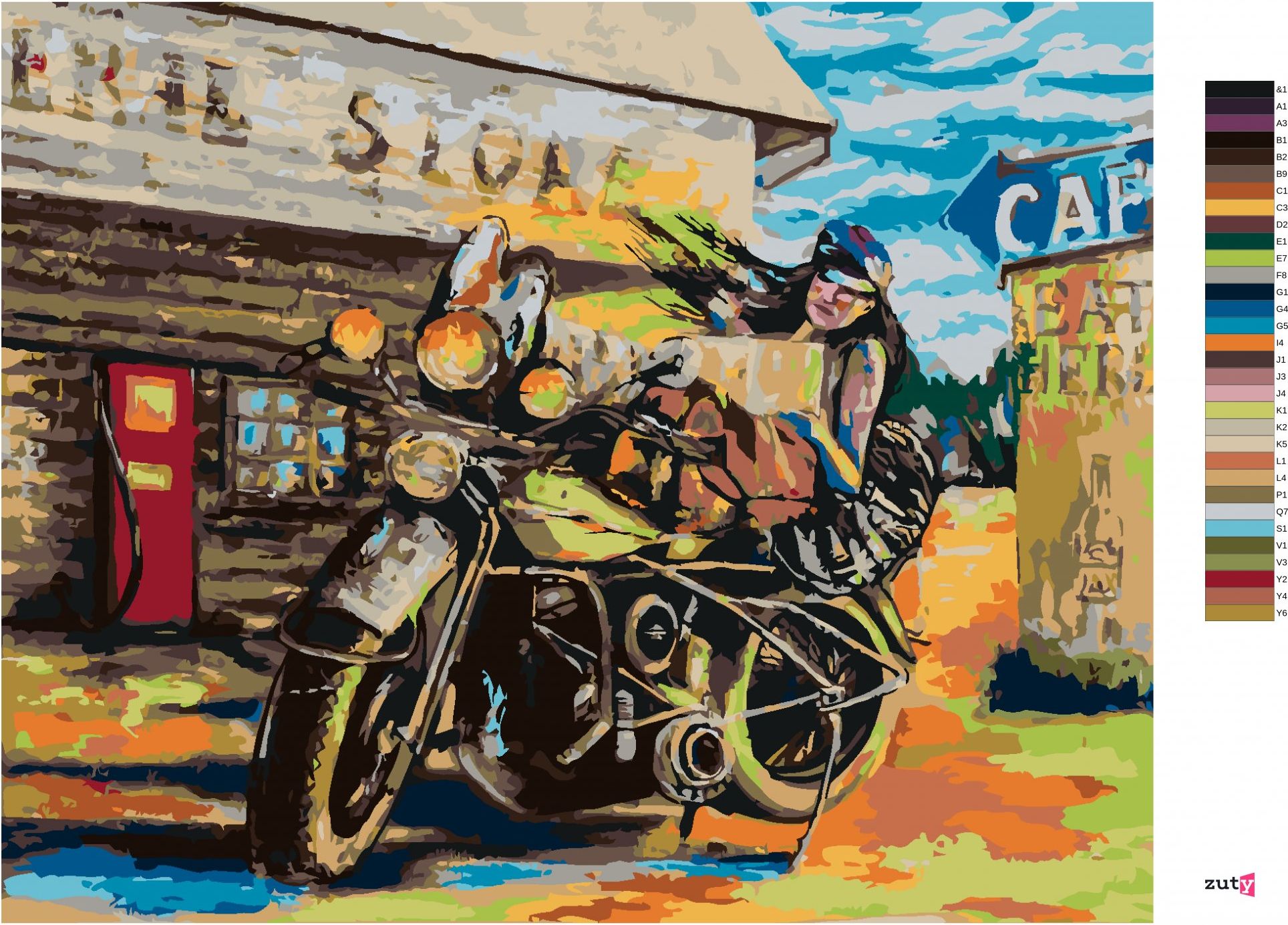 zuty Malování podle čísel - ŽENA A MOTORKA - Rozměr: 40x50 cm, Rámování: Varianta: vypnuté plátno na rám - obrázek 6