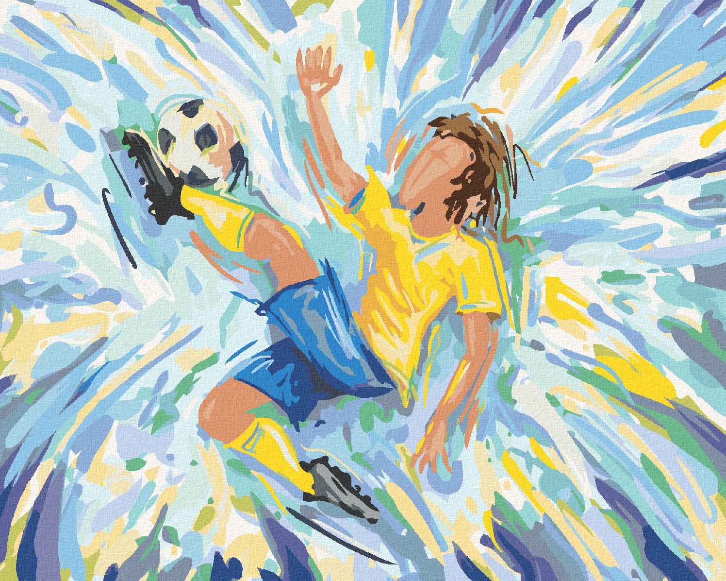 zuty Malování podle čísel - FOTBALISTA NA MODRÉM POZADÍ - Rozměr: 40x50 cm, Rámování: Varianta: bez rámu a bez vypnutí plátna - obrázek 1