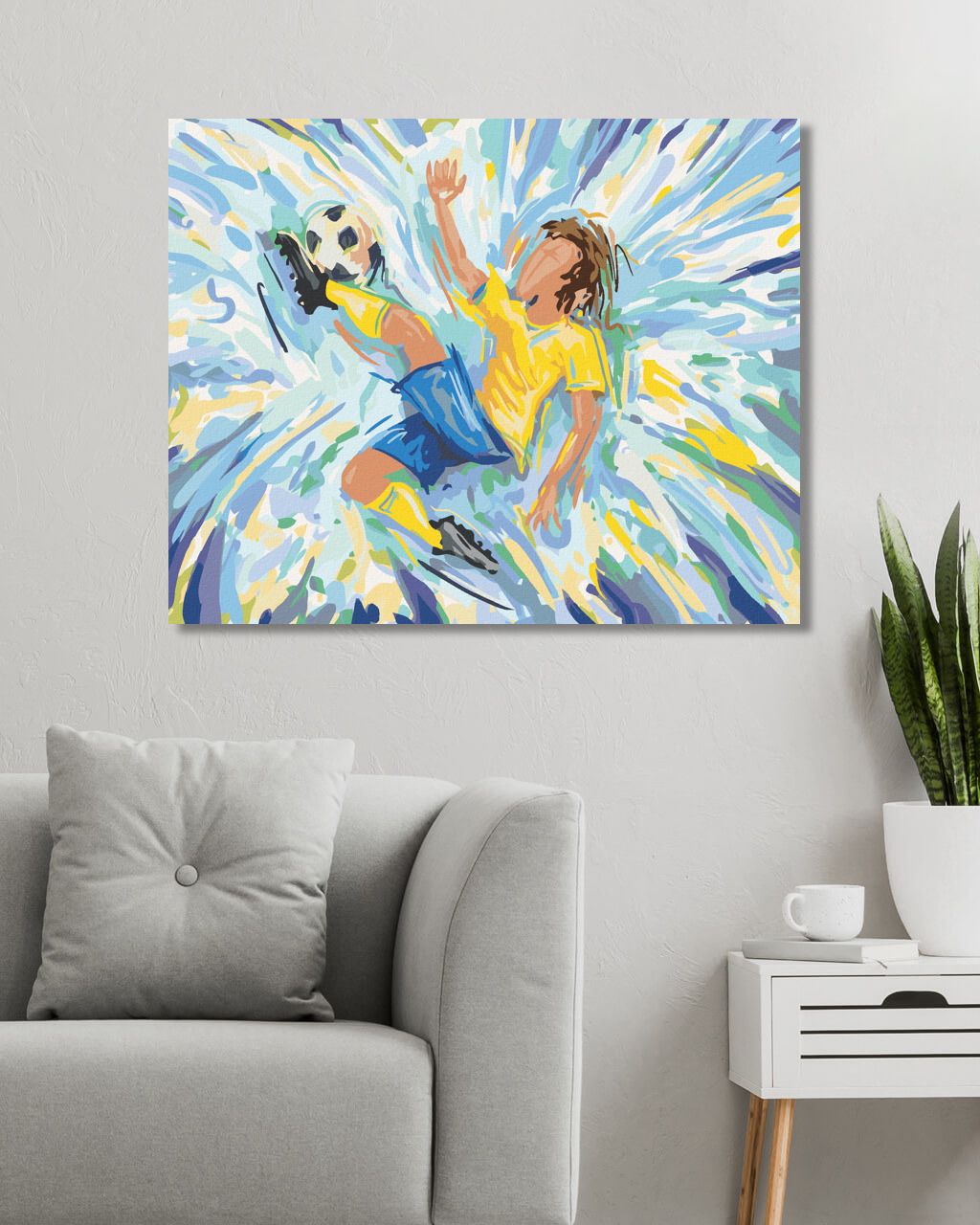 zuty Malování podle čísel - FOTBALISTA NA MODRÉM POZADÍ - Rozměr: 40x50 cm, Rámování: Varianta: bez rámu a bez vypnutí plátna - obrázek 9