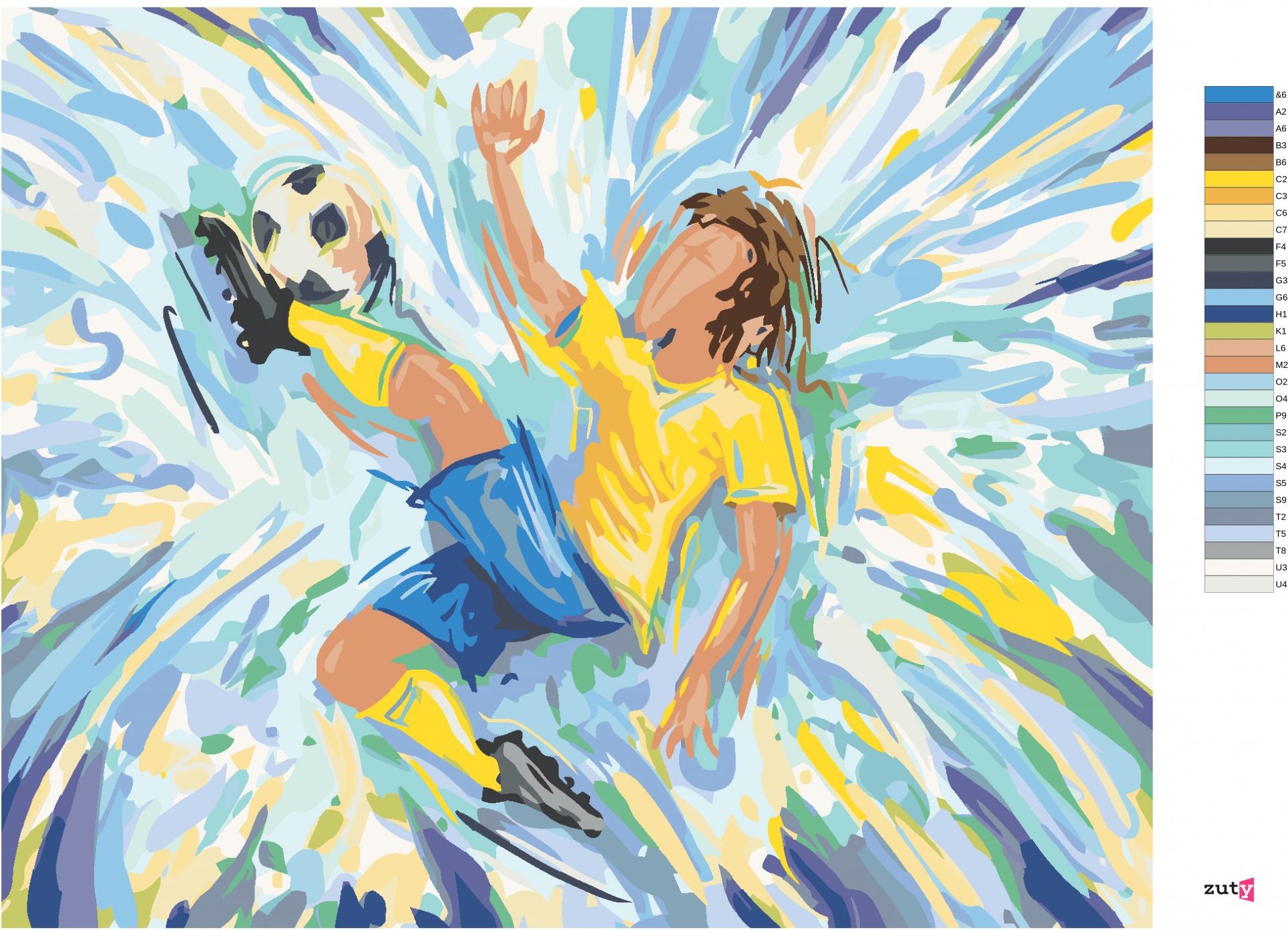 zuty Malování podle čísel - FOTBALISTA NA MODRÉM POZADÍ - Rozměr: 40x50 cm, Rámování: Varianta: bez rámu a bez vypnutí plátna - obrázek 10