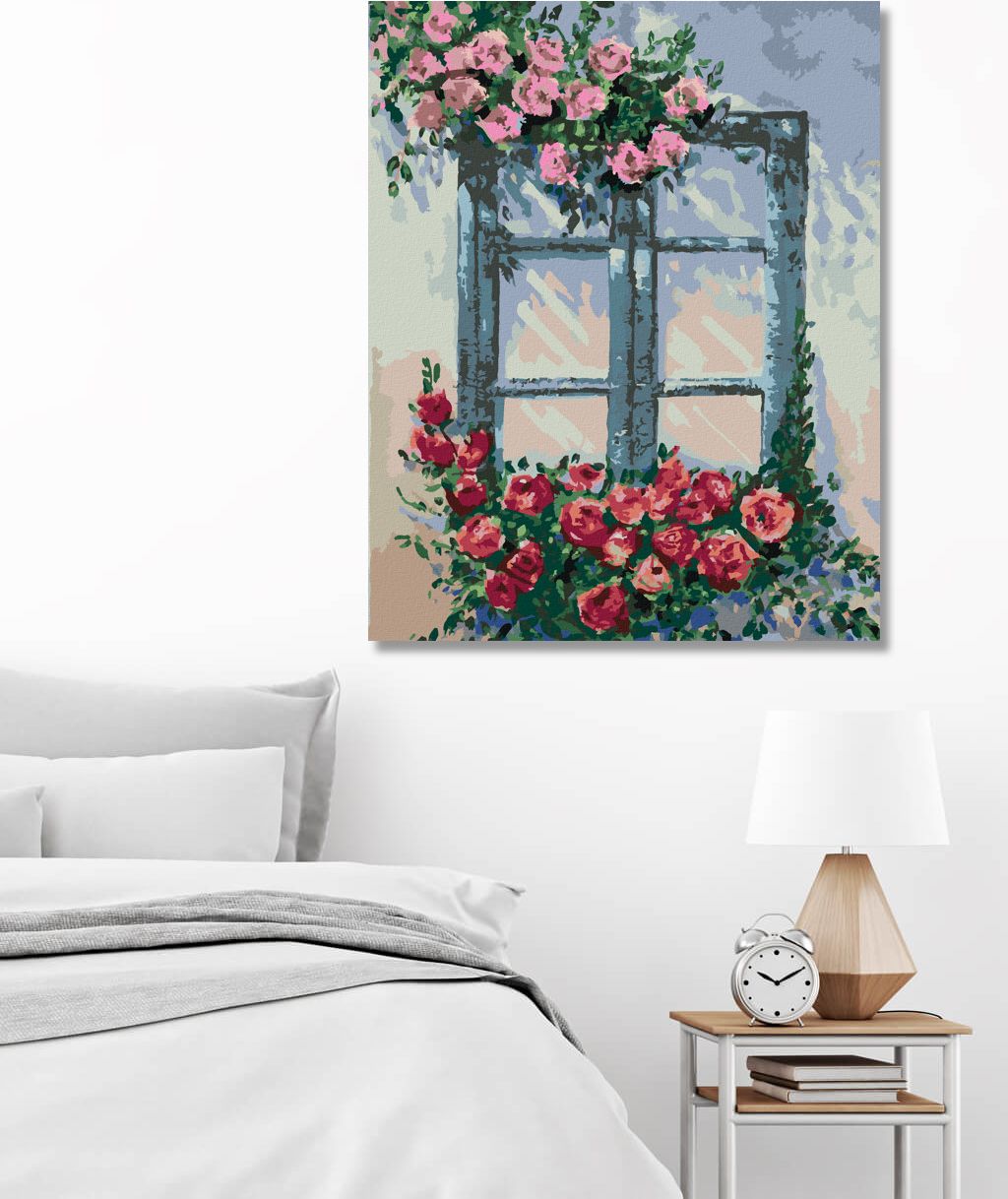 zuty Malování podle čísel - RŮŽE U OKNA - Rozměr: 40x50 cm, Rámování: Varianta: bez rámu a bez vypnutí plátna - obrázek 2