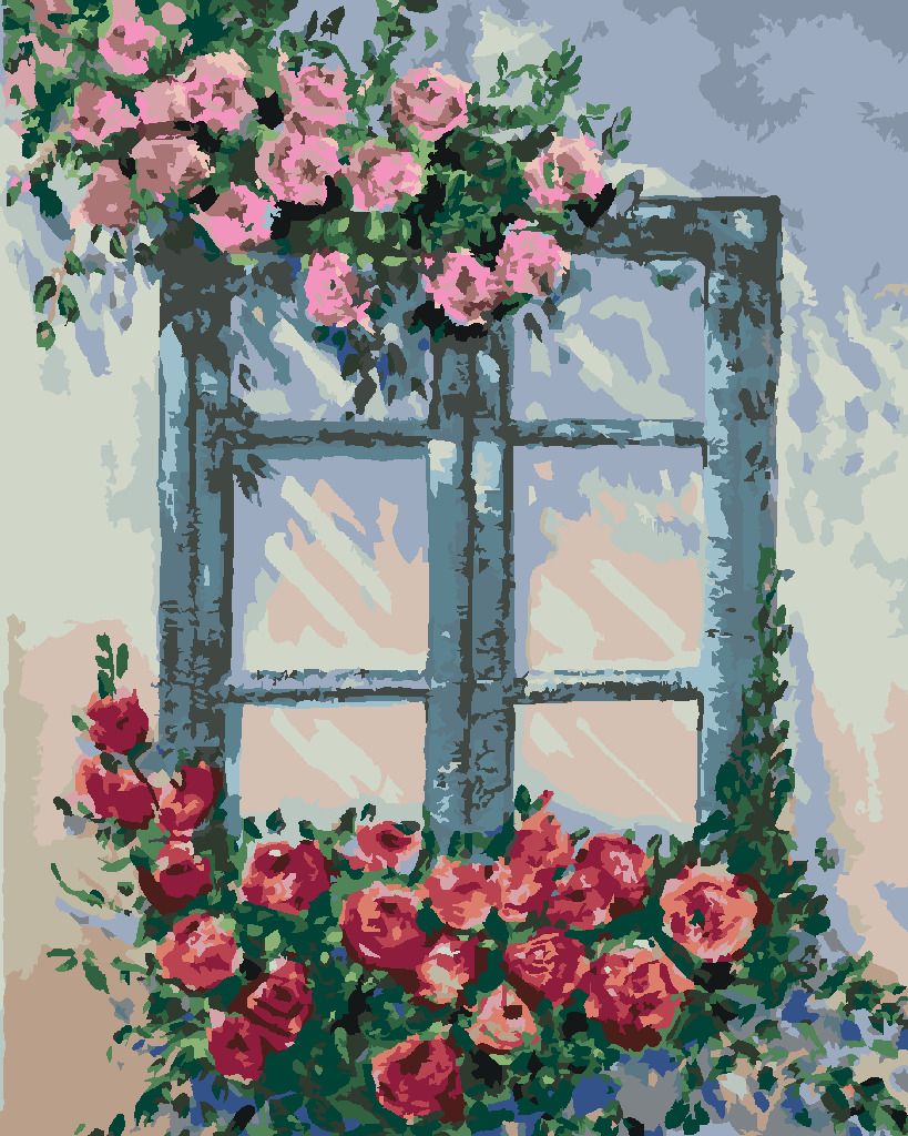 zuty Malování podle čísel - RŮŽE U OKNA - Rozměr: 40x50 cm, Rámování: Varianta: bez rámu a bez vypnutí plátna - obrázek 6