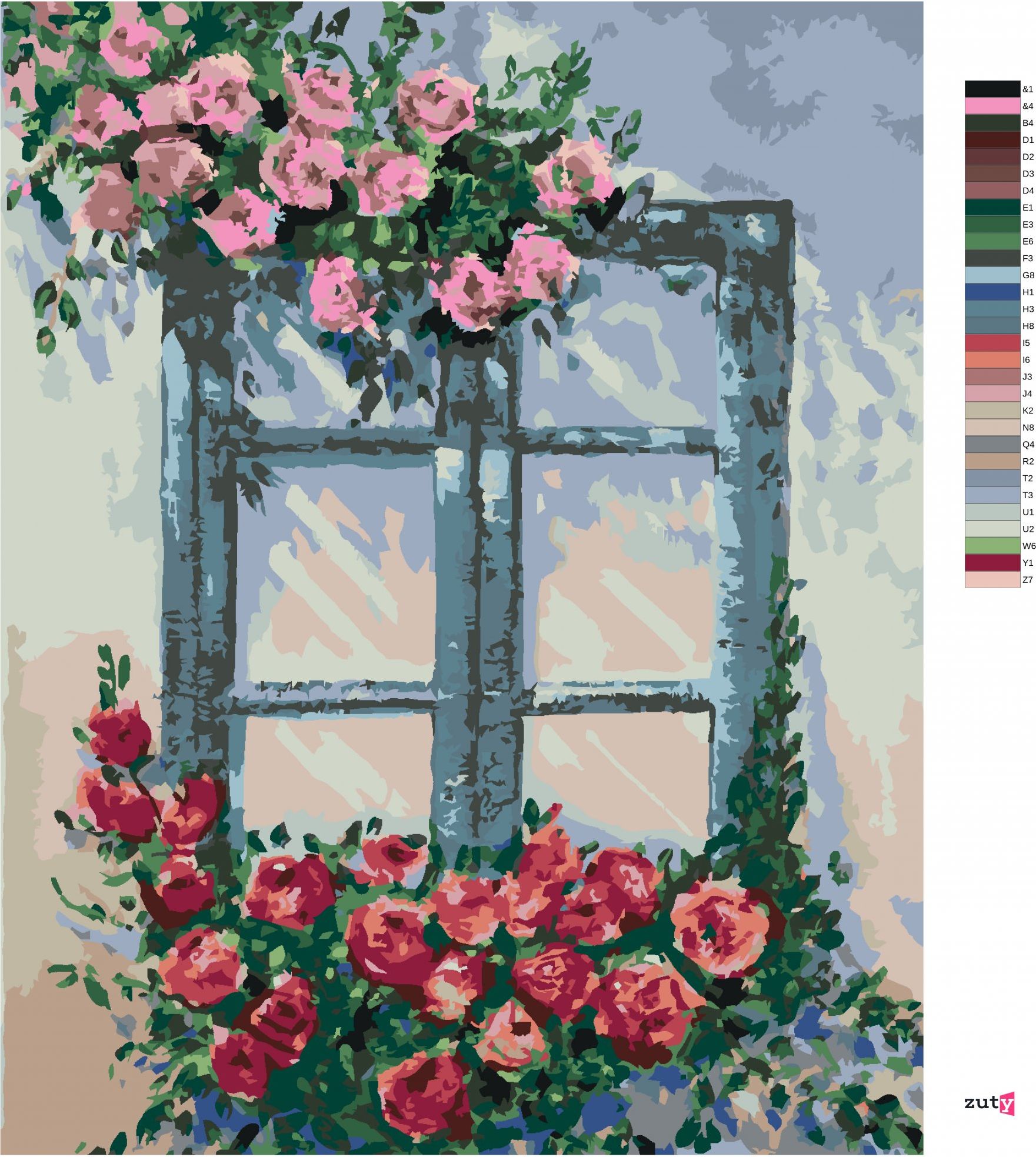 zuty Malování podle čísel - RŮŽE U OKNA - Rozměr: 40x50 cm, Rámování: Varianta: vypnuté plátno na rám - obrázek 4