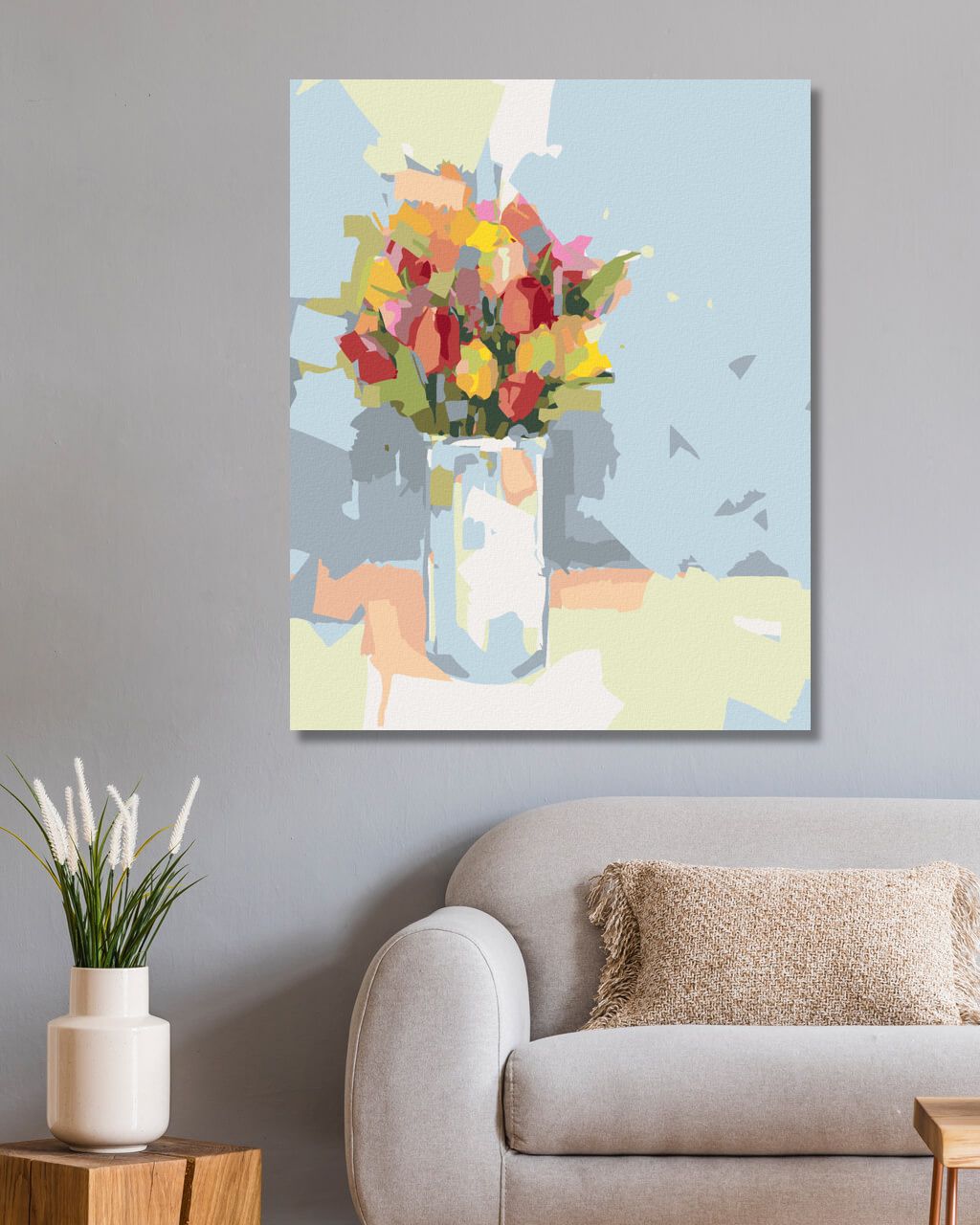 zuty Malování podle čísel - TULIPÁNY V BÍLÉ VÁZE - Rozměr: 40x50 cm, Rámování: Varianta: vypnuté plátno na rám - obrázek 2