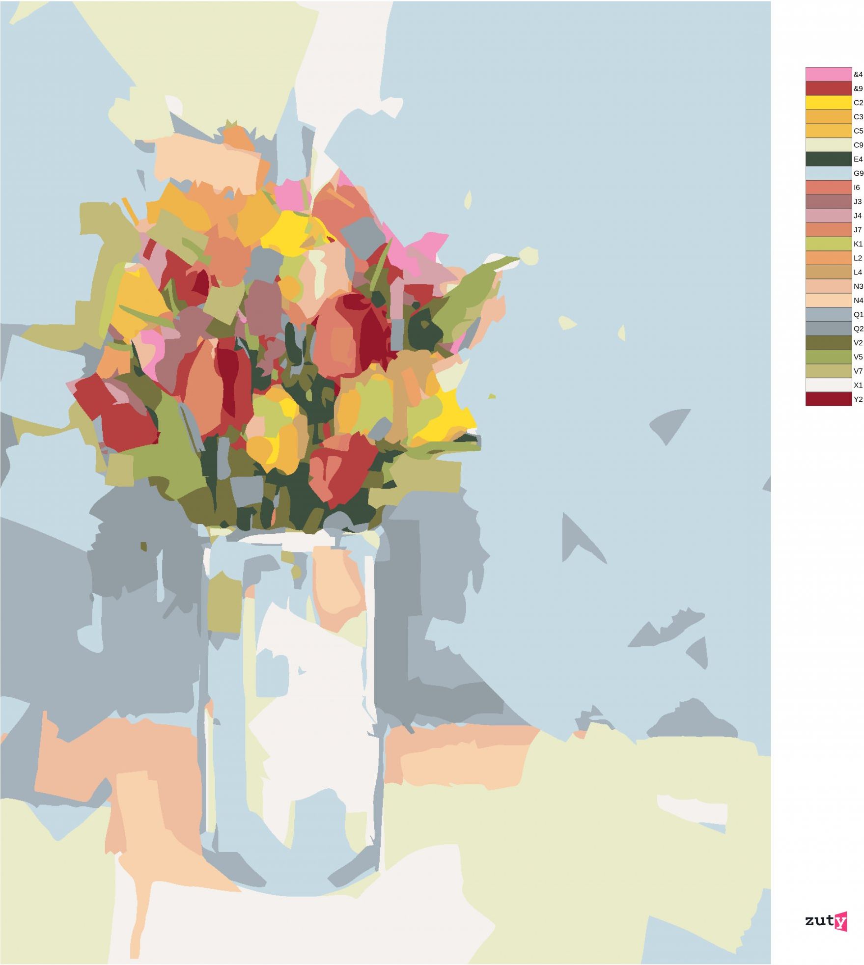 zuty Malování podle čísel - TULIPÁNY V BÍLÉ VÁZE - Rozměr: 40x50 cm, Rámování: Varianta: vypnuté plátno na rám - obrázek 3