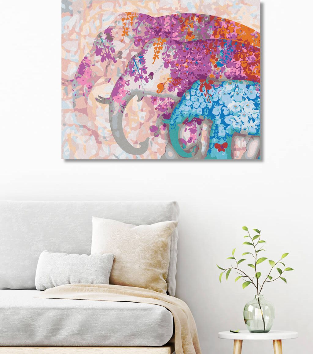 zuty Malování podle čísel - SLONI A KVĚTINOVÁ KOMPOZICE - Rozměr: 40x50 cm, Rámování: Varianta: bez rámu a bez vypnutí plátna - obrázek 5