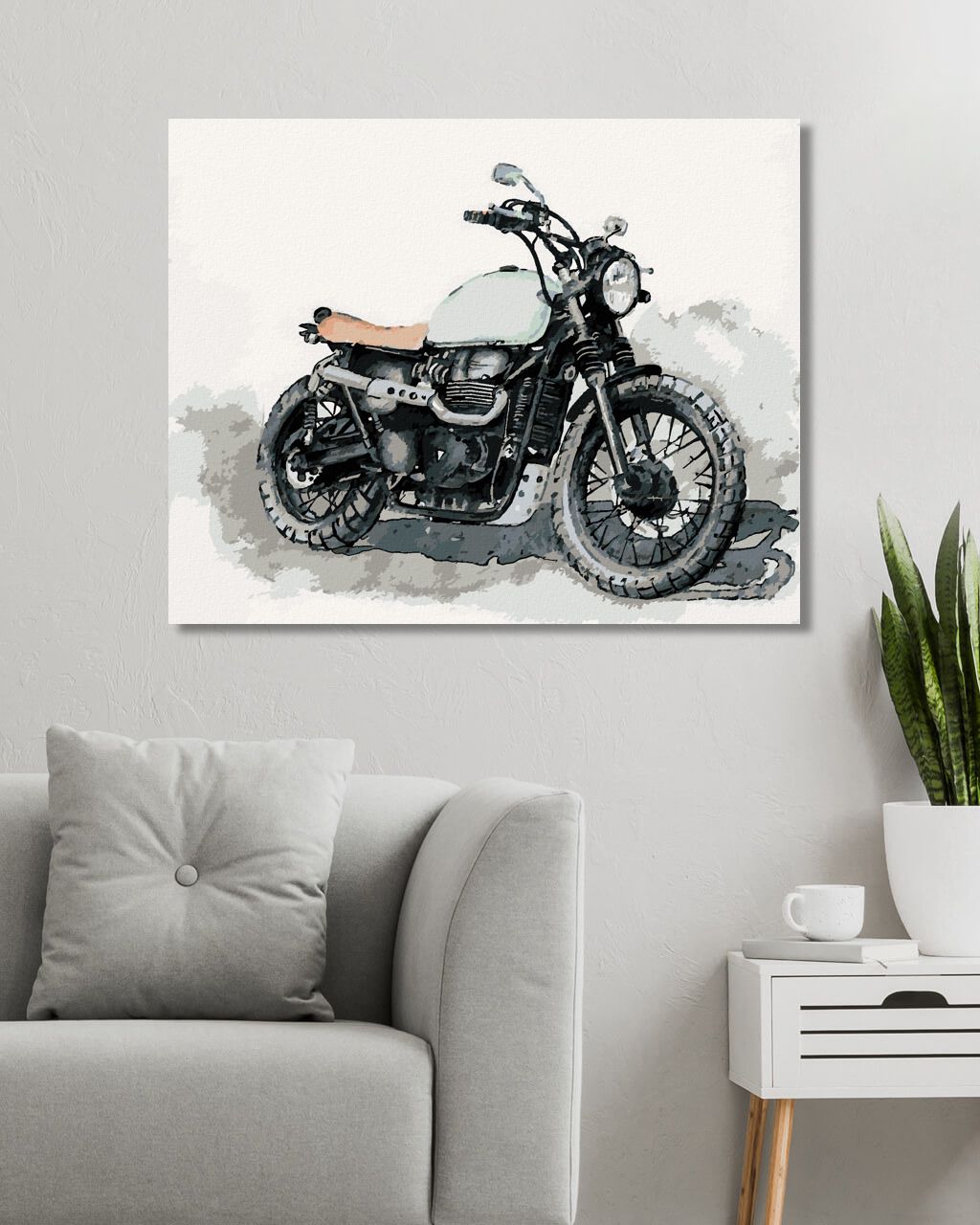 zuty Malování podle čísel - MOTORKA NA ŠEDÉM POZADÍ - Rozměr: 40x50 cm, Rámování: Varianta: bez rámu a bez vypnutí plátna - obrázek 4