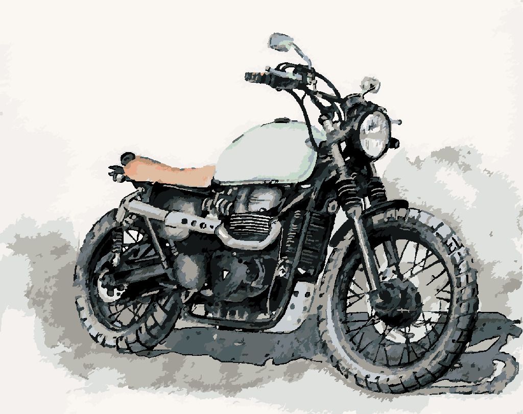 zuty Malování podle čísel - MOTORKA NA ŠEDÉM POZADÍ - Rozměr: 40x50 cm, Rámování: Varianta: vypnuté plátno na rám - obrázek 8