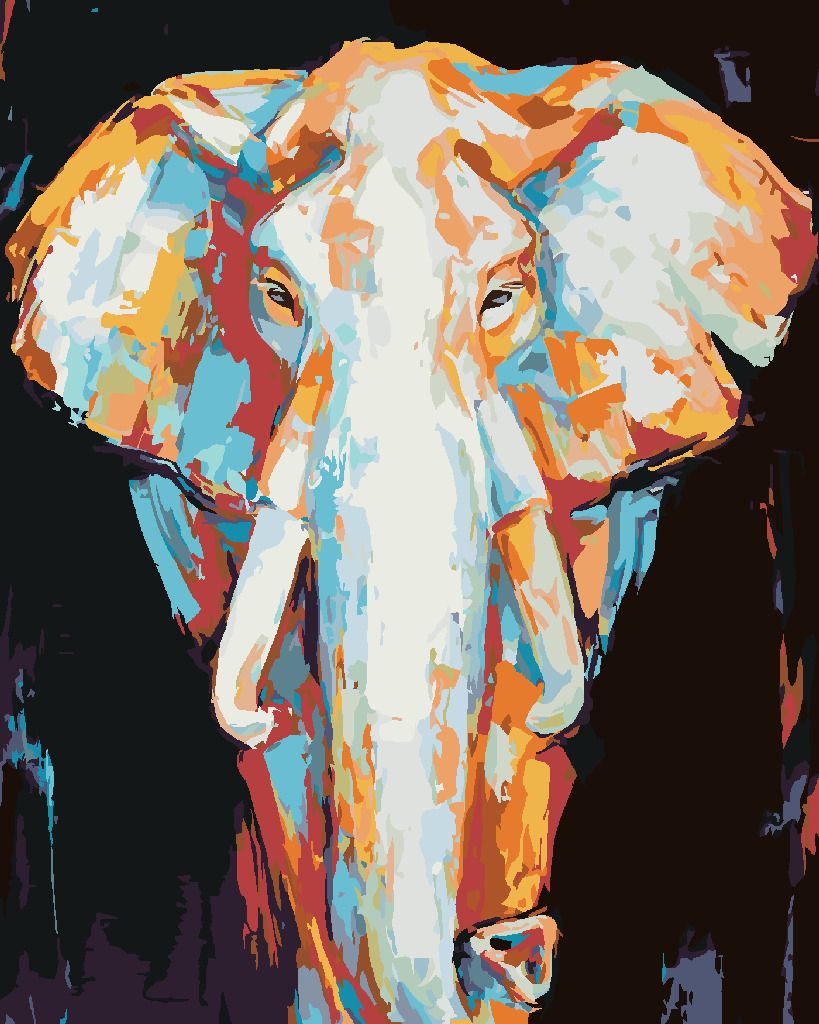 zuty Malování podle čísel - BAREVNÝ SLON NA ČERNÉM POZADÍ - Rozměr: 40x50 cm, Rámování: Varianta: vypnuté plátno na rám - obrázek 9