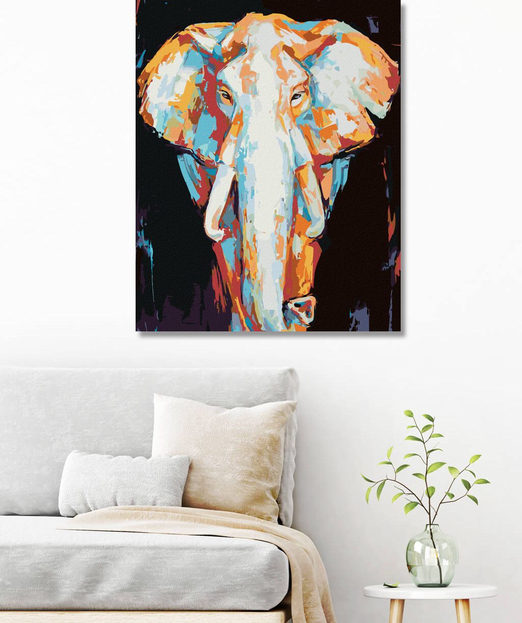 zuty Malování podle čísel - BAREVNÝ SLON NA ČERNÉM POZADÍ - Rozměr: 40x50 cm, Rámování: Varianta: vypnuté plátno na rám - obrázek 10