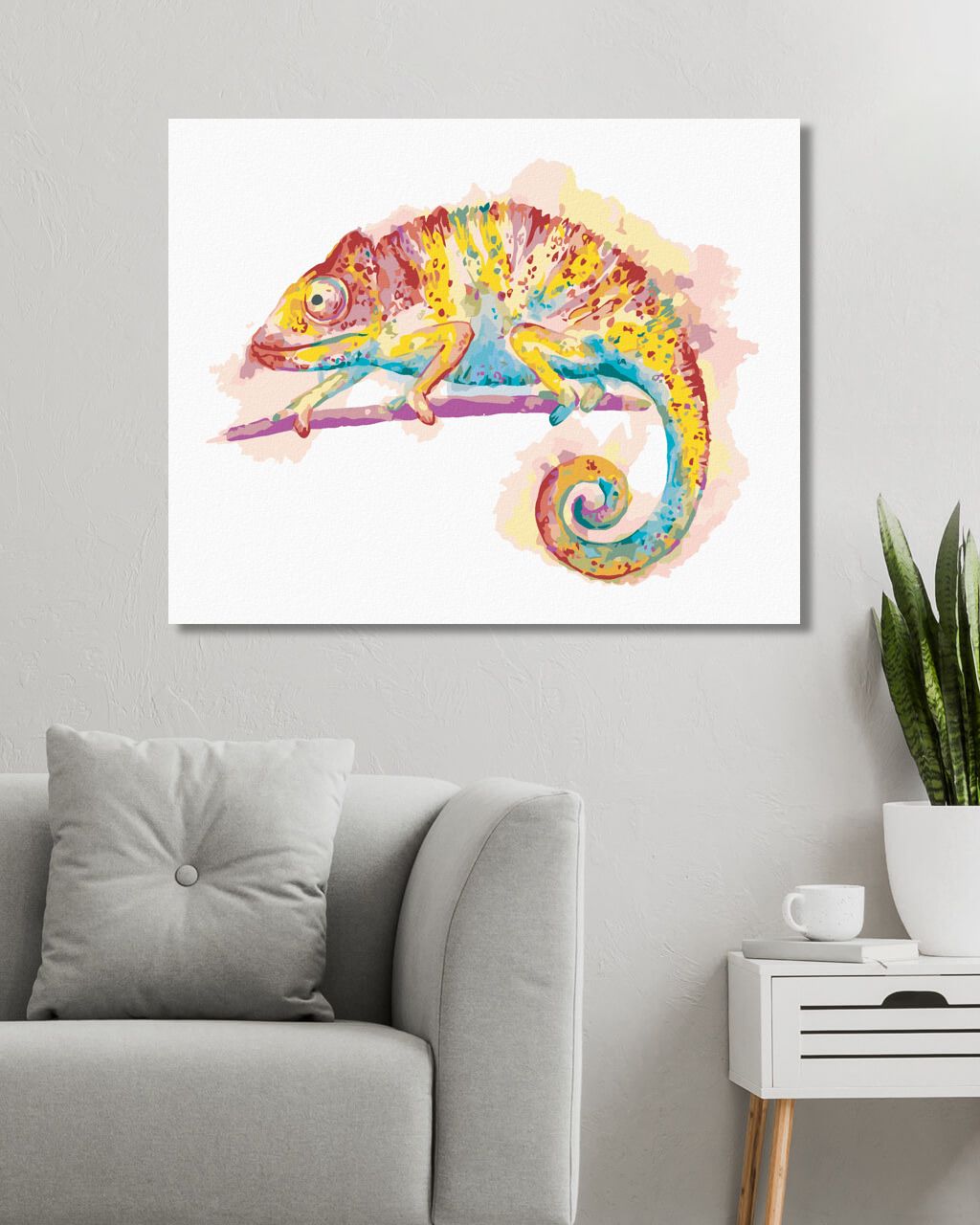 zuty Malování podle čísel - BAREVNÝ CHAMELEON NA BÍLÉM POZADÍ - Rozměr: 40x50 cm, Rámování: Varianta: vypnuté plátno na rám - obrázek 8