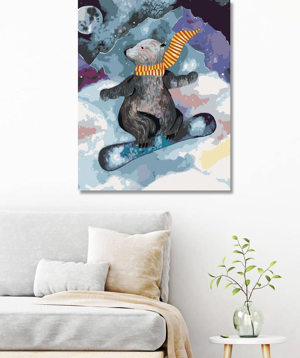 zuty Malování podle čísel - MEDVĚD NA SNOWBOARDU - Rozměr: 40x50 cm, Rámování: Varianta: bez rámu a bez vypnutí plátna - obrázek 5