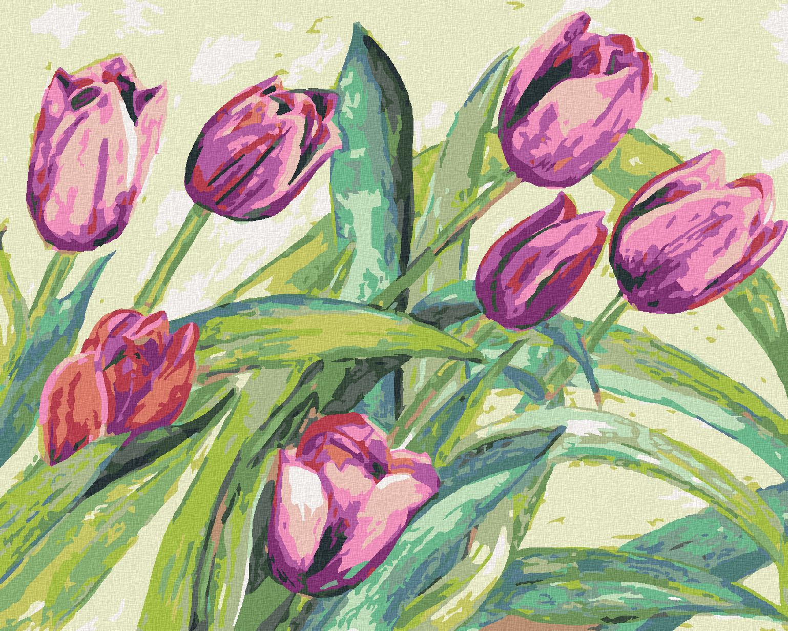 zuty Malování podle čísel - FIALOVÉ TULIPÁNY - Rozměr: 40x50 cm, Rámování: Varianta: vypnuté plátno na rám - obrázek 1