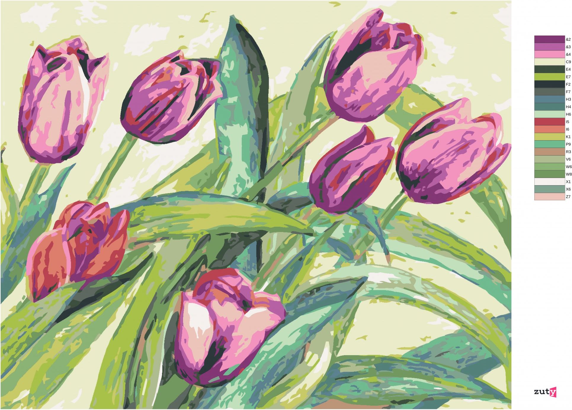 zuty Malování podle čísel - FIALOVÉ TULIPÁNY - Rozměr: 40x50 cm, Rámování: Varianta: vypnuté plátno na rám - obrázek 8