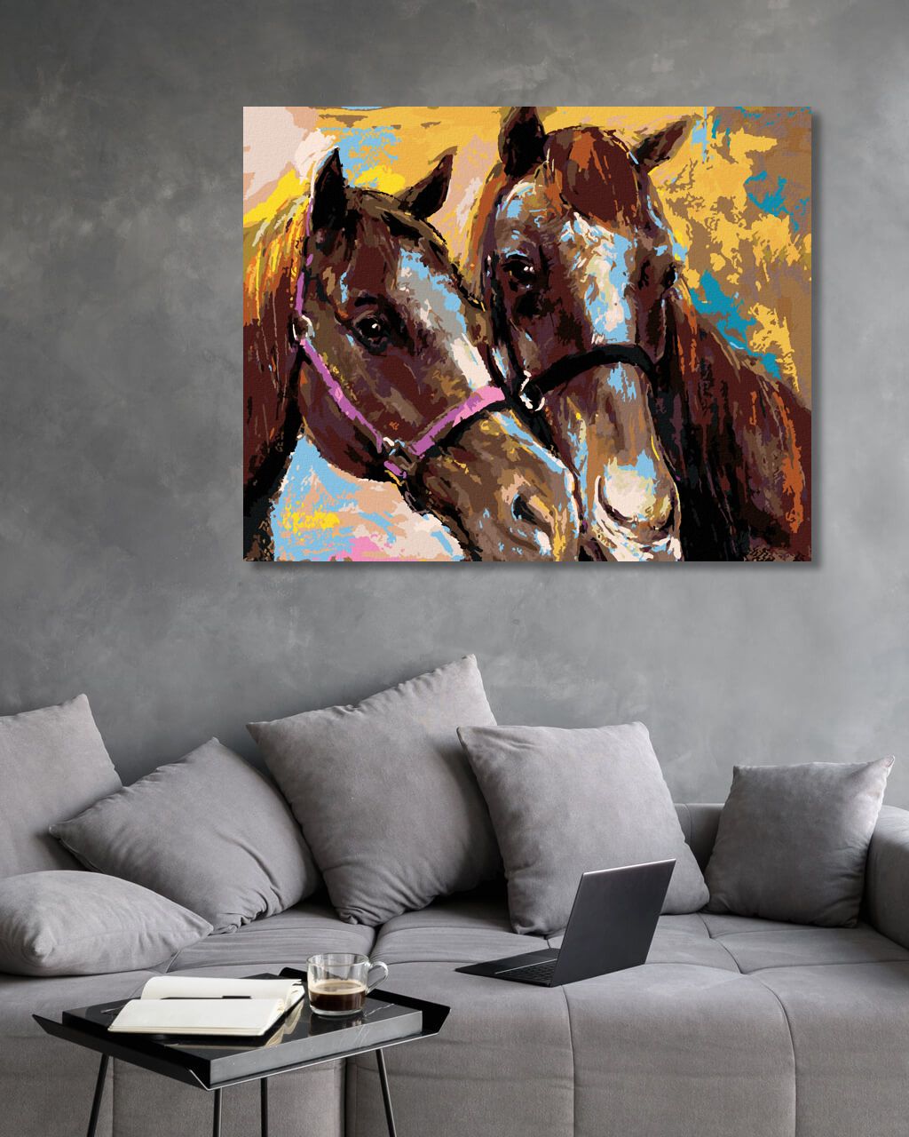 zuty Malování podle čísel - DVA HNĚDÍ KONĚ - Rozměr: 40x50 cm, Rámování: Varianta: bez rámu a bez vypnutí plátna - obrázek 8