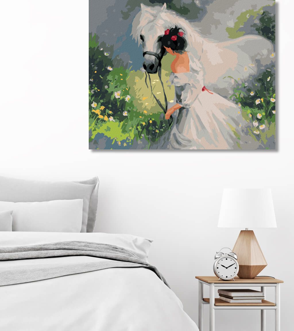zuty Malování podle čísel - DÍVKA V BÍLÝCH ŠATECH A KŮŇ - Rozměr: 40x50 cm, Rámování: Varianta: bez rámu a bez vypnutí plátna - obrázek 10