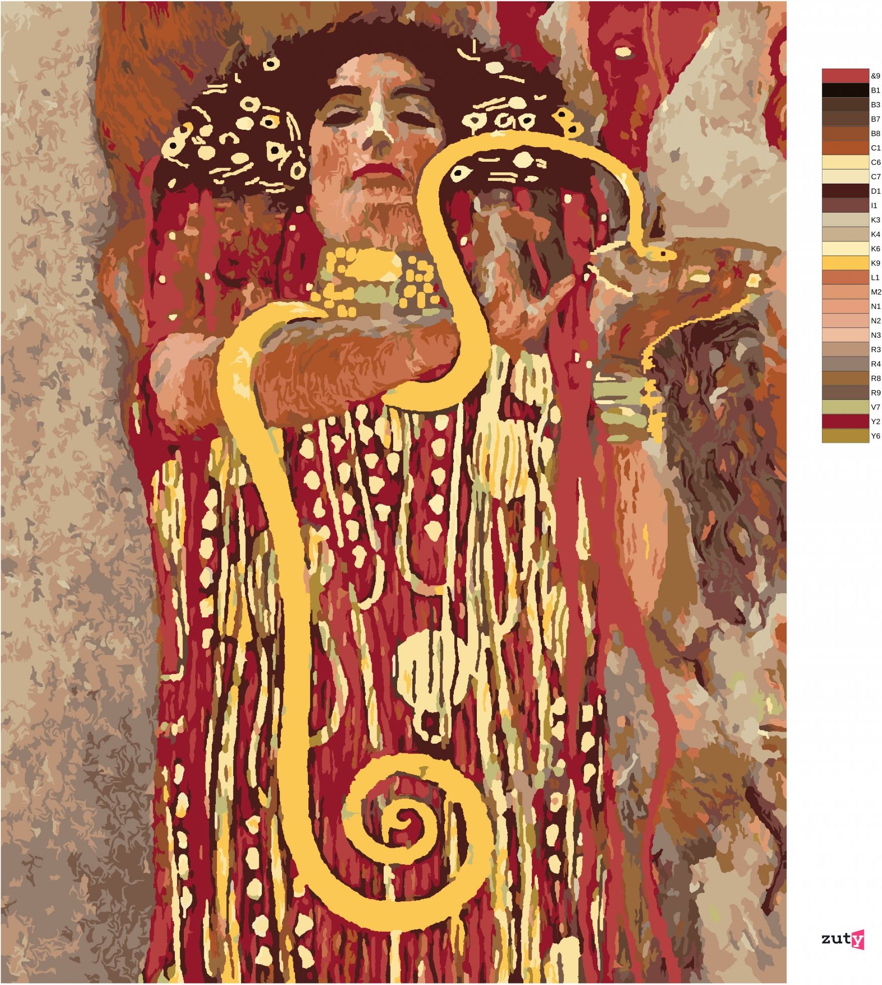 zuty Malování podle čísel - HYGEIA (G. KLIMT) - Rozměr: 40x50 cm, Rámování: Varianta: vypnuté plátno na rám - obrázek 7