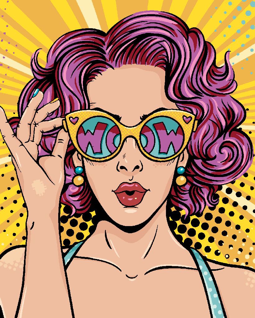 zuty Malování podle čísel - POP-ART ŽENA S RŮŽOVÝMI VLASY - Rozměr: 40x50 cm, Rámování: Varianta: vypnuté plátno na rám - obrázek 4