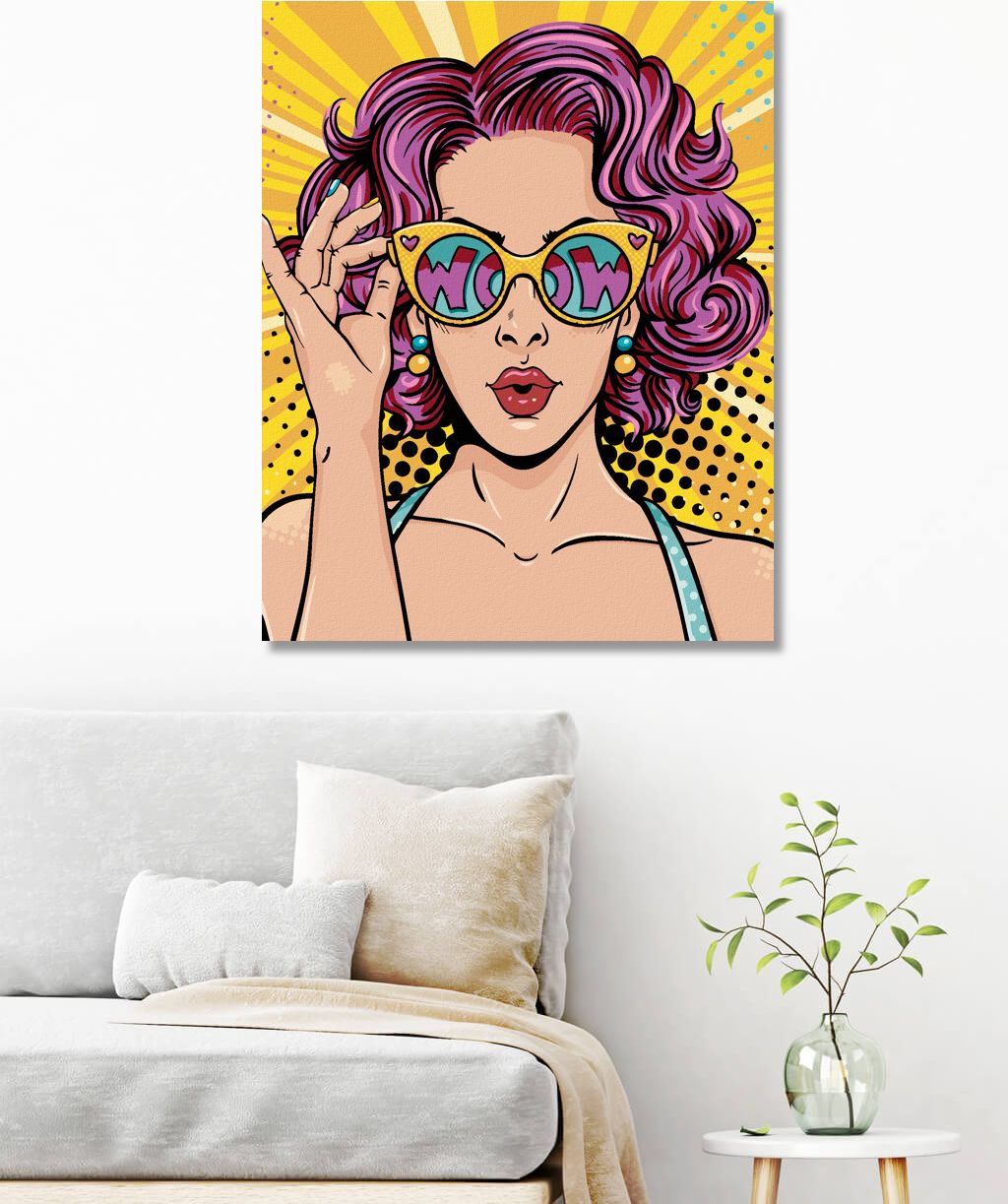 zuty Malování podle čísel - POP-ART ŽENA S RŮŽOVÝMI VLASY - Rozměr: 40x50 cm, Rámování: Varianta: vypnuté plátno na rám - obrázek 10