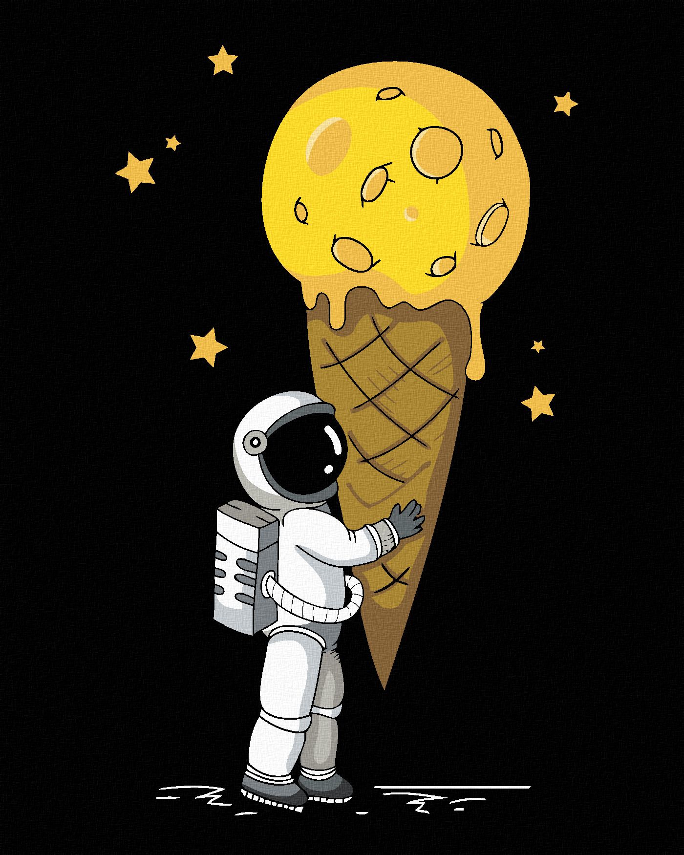 zuty Malování podle čísel - ASTRONAUT SE ZMRZLINOU - Rozměr: 40x50 cm, Rámování: Varianta: vypnuté plátno na rám - obrázek 1