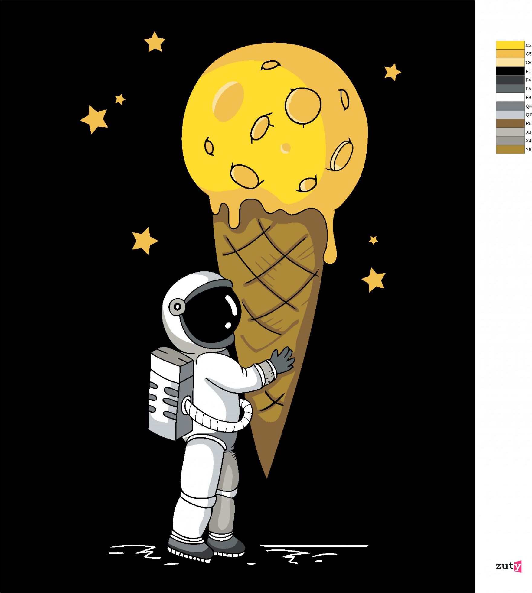 zuty Malování podle čísel - ASTRONAUT SE ZMRZLINOU - Rozměr: 40x50 cm, Rámování: Varianta: vypnuté plátno na rám - obrázek 3