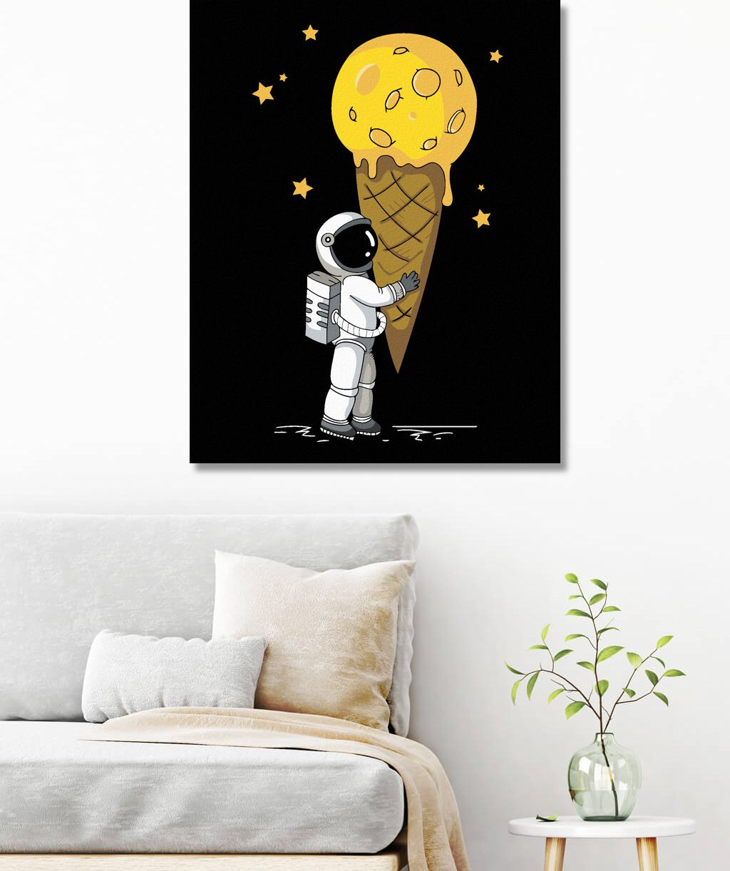 zuty Malování podle čísel - ASTRONAUT SE ZMRZLINOU - Rozměr: 40x50 cm, Rámování: Varianta: vypnuté plátno na rám - obrázek 5