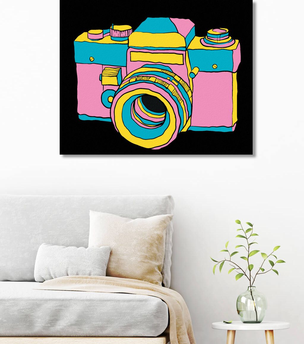 zuty Malování podle čísel - POP-ART FOTOAPARÁT - Rozměr: 40x50 cm, Rámování: Varianta: vypnuté plátno na rám - obrázek 2