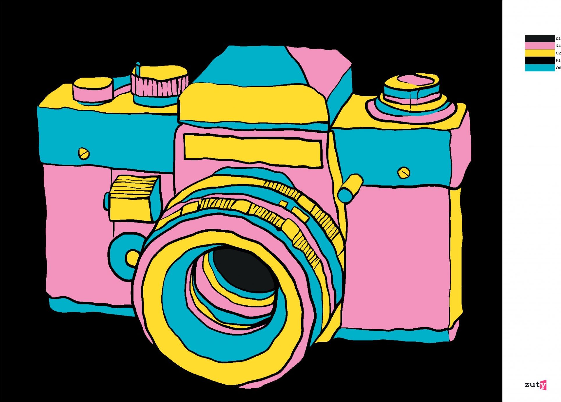 zuty Malování podle čísel - POP-ART FOTOAPARÁT - Rozměr: 40x50 cm, Rámování: Varianta: vypnuté plátno na rám - obrázek 4