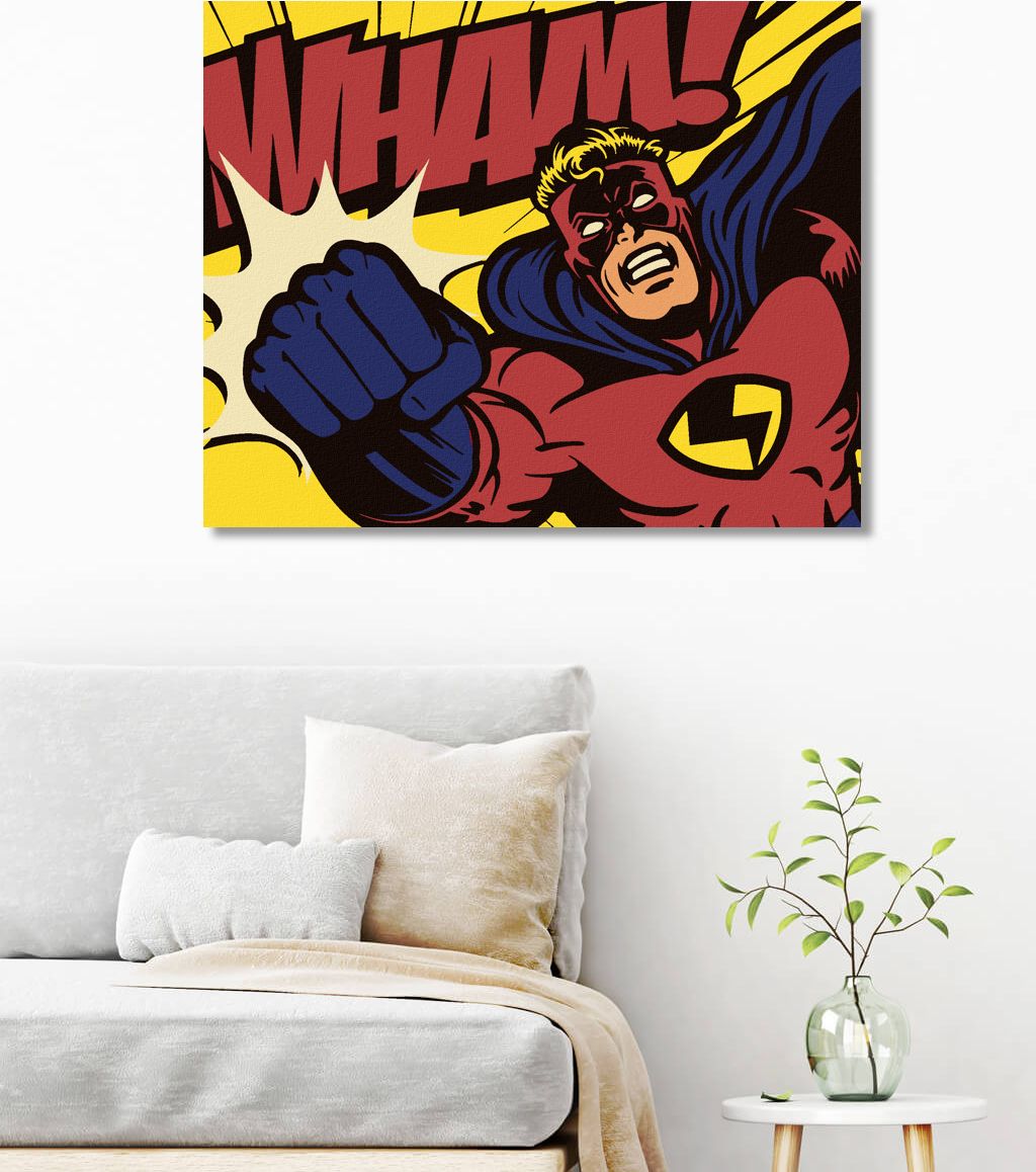 zuty Malování podle čísel - POP-ART SUPERHRDINA - Rozměr: 40x50 cm, Rámování: Varianta: vypnuté plátno na rám - obrázek 2