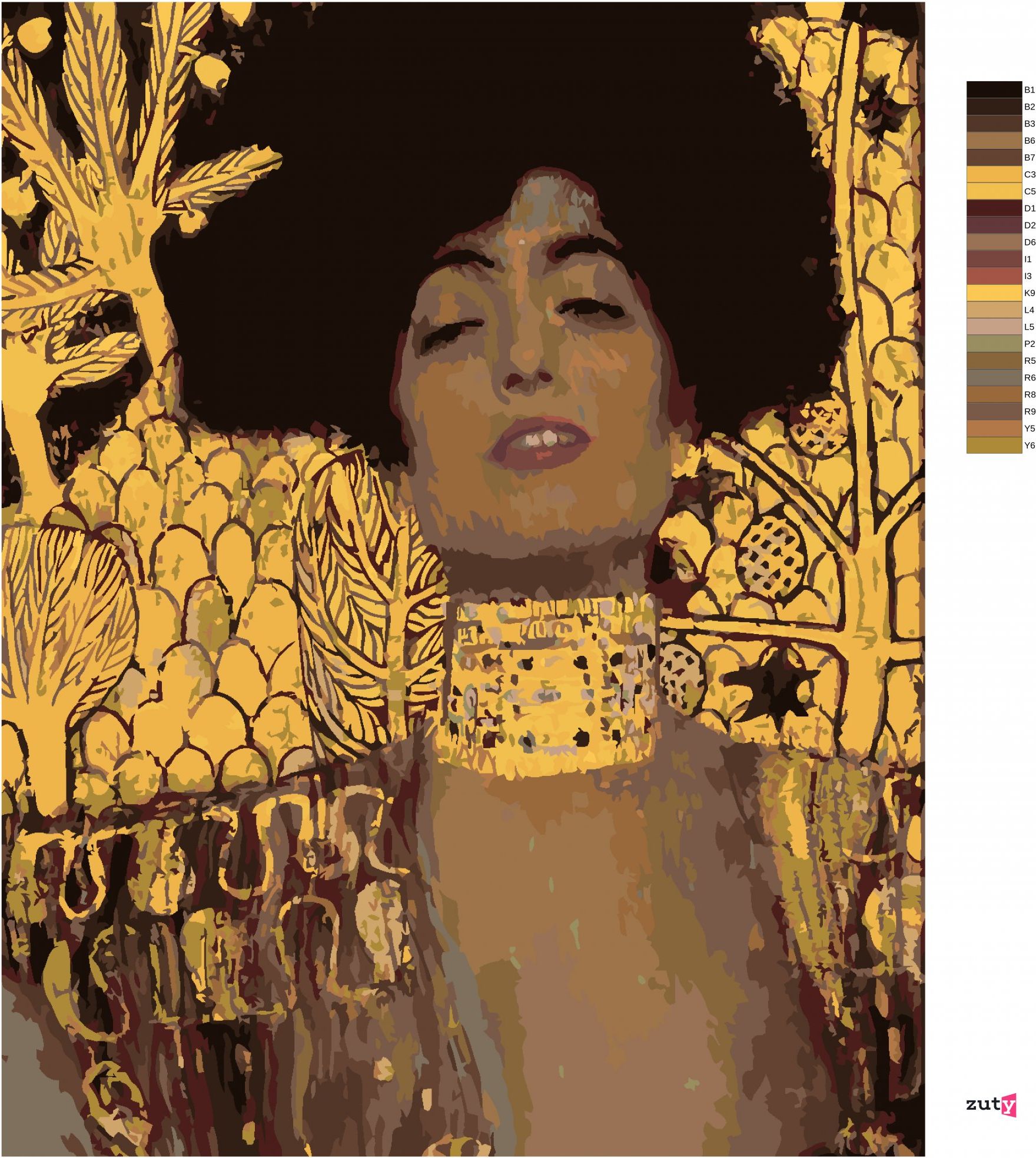 zuty Malování podle čísel - JUDITA (G. KLIMT) - Rozměr: 40x50 cm, Rámování: Varianta: bez rámu a bez vypnutí plátna - obrázek 5