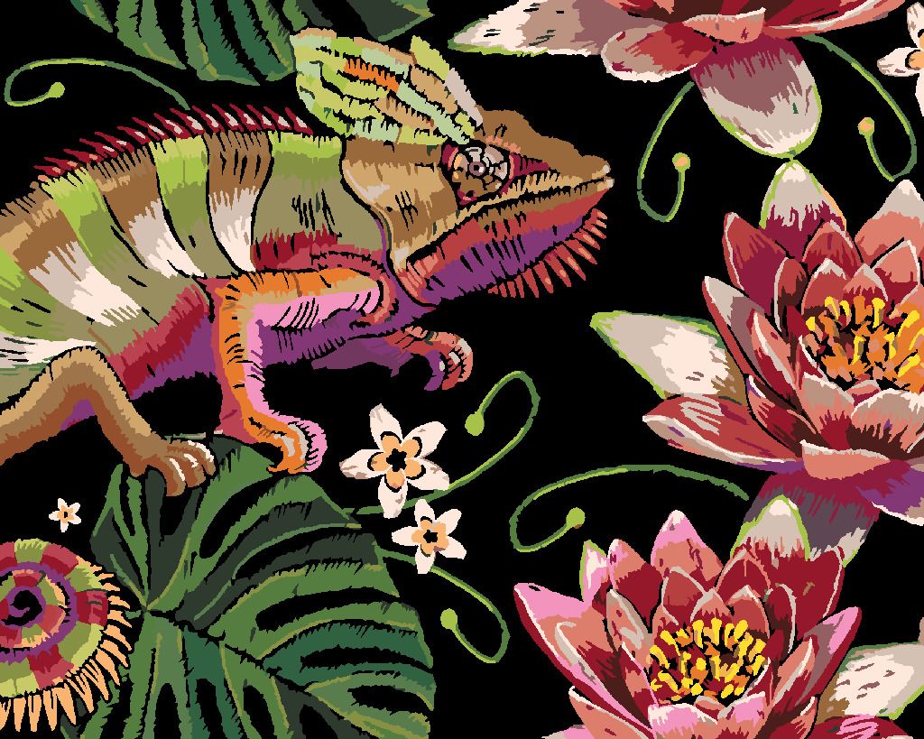 zuty Malování podle čísel - CHAMELEON MEZI LEKNÍNY - Rozměr: 40x50 cm, Rámování: Varianta: vypnuté plátno na rám - obrázek 10
