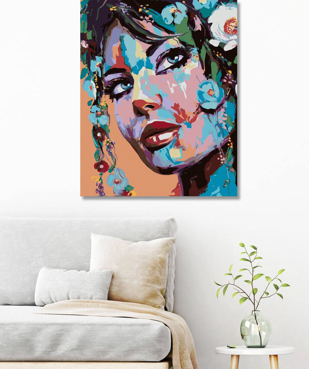 zuty Malování podle čísel - POP-ART PORTRÉT ŽENY S KVĚTINAMI - Rozměr: 40x50 cm, Rámování: Varianta: vypnuté plátno na rám - obrázek 10
