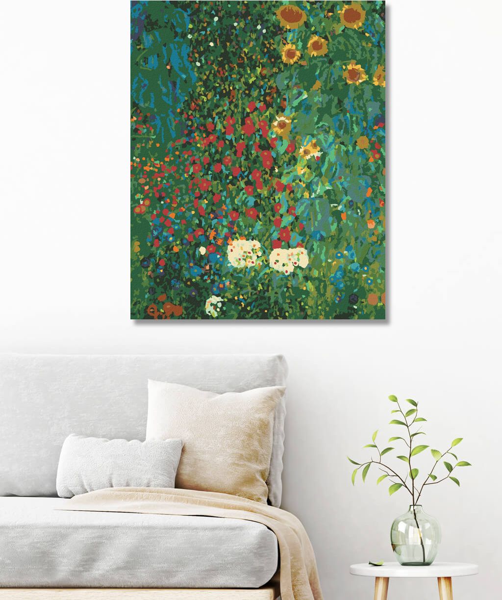 zuty Malování podle čísel - ZAHRADA SE SLUNEČNICEMI (G. KLIMT) - Rozměr: 40x50 cm, Rámování: Varianta: bez rámu a bez vypnutí plátna - obrázek 3