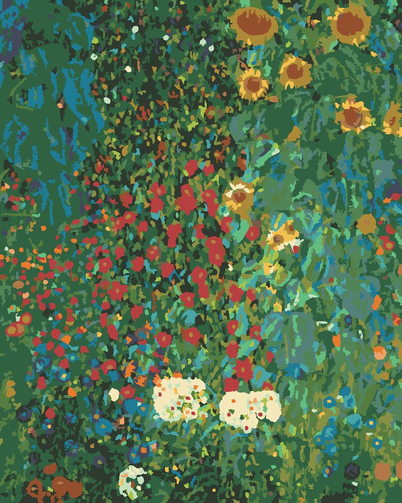 zuty Malování podle čísel - ZAHRADA SE SLUNEČNICEMI (G. KLIMT) - Rozměr: 40x50 cm, Rámování: Varianta: bez rámu a bez vypnutí plátna - obrázek 9