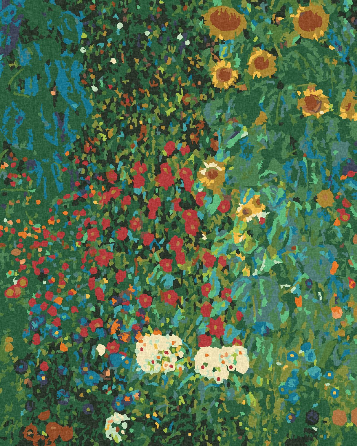 zuty Malování podle čísel - ZAHRADA SE SLUNEČNICEMI (G. KLIMT) - Rozměr: 40x50 cm, Rámování: Varianta: vypnuté plátno na rám - obrázek 1