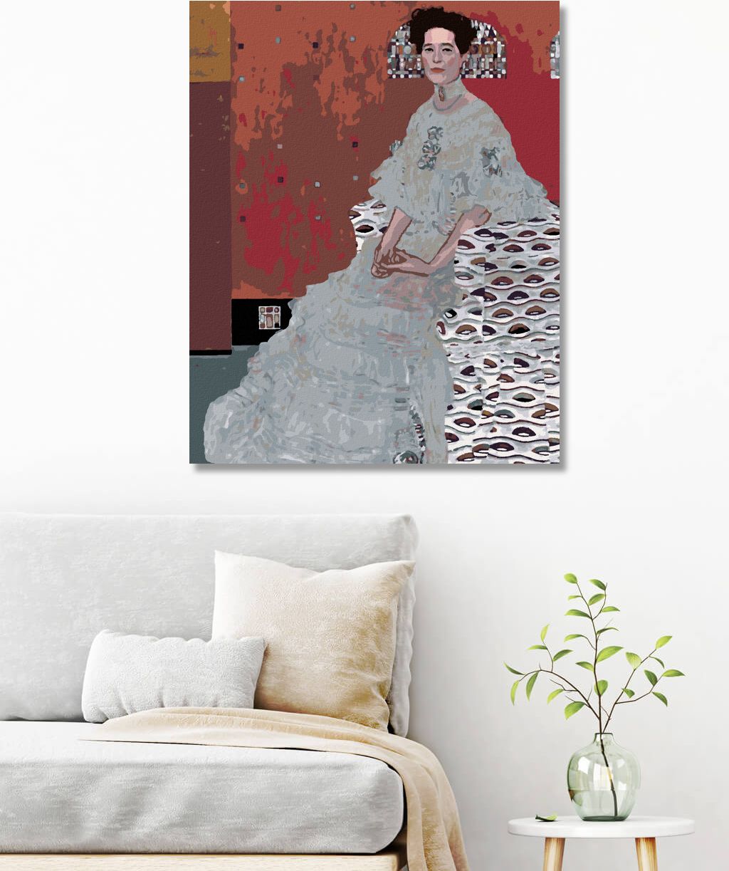 zuty Malování podle čísel - PORTRÉT FRITZA RIEDLEROVÉ (G. KLIMT) - Rozměr: 40x50 cm, Rámování: Varianta: bez rámu a bez vypnutí plátna - obrázek 8