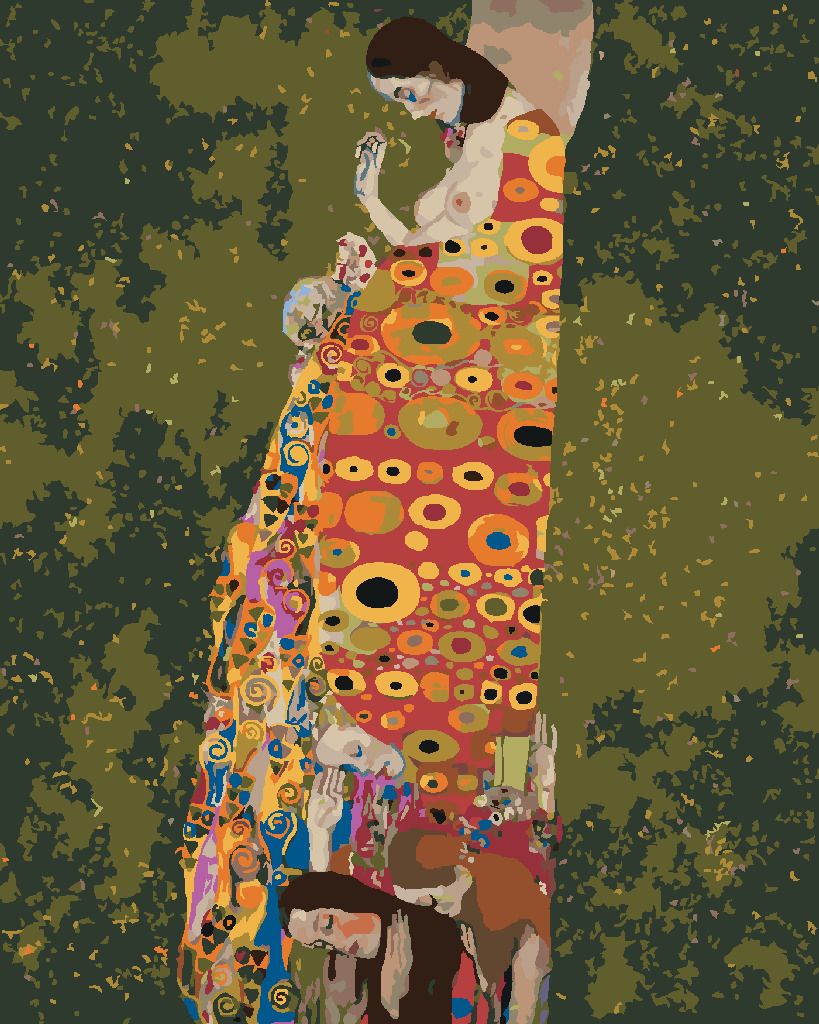 zuty Malování podle čísel - NADĚJE II (G. KLIMT) - Rozměr: 40x50 cm, Rámování: Varianta: bez rámu a bez vypnutí plátna - obrázek 2