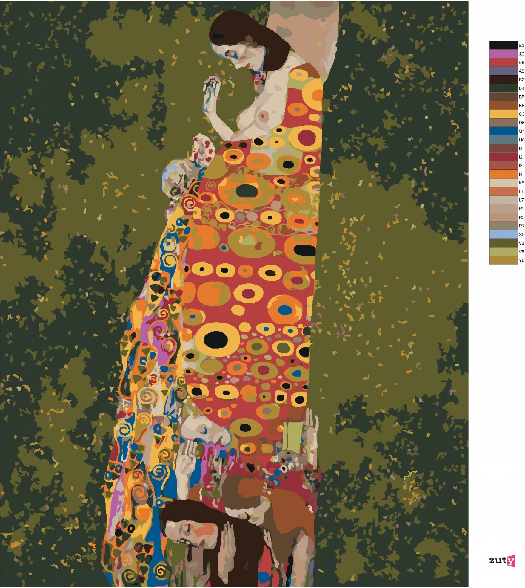 zuty Malování podle čísel - NADĚJE II (G. KLIMT) - Rozměr: 40x50 cm, Rámování: Varianta: bez rámu a bez vypnutí plátna - obrázek 7