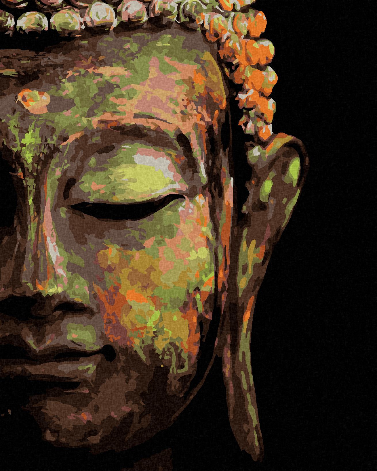 zuty Malování podle čísel - BUDDHA NA ČERNÉM POZADÍ - Rozměr: 40x50 cm, Rámování: Varianta: vypnuté plátno na rám - obrázek 1