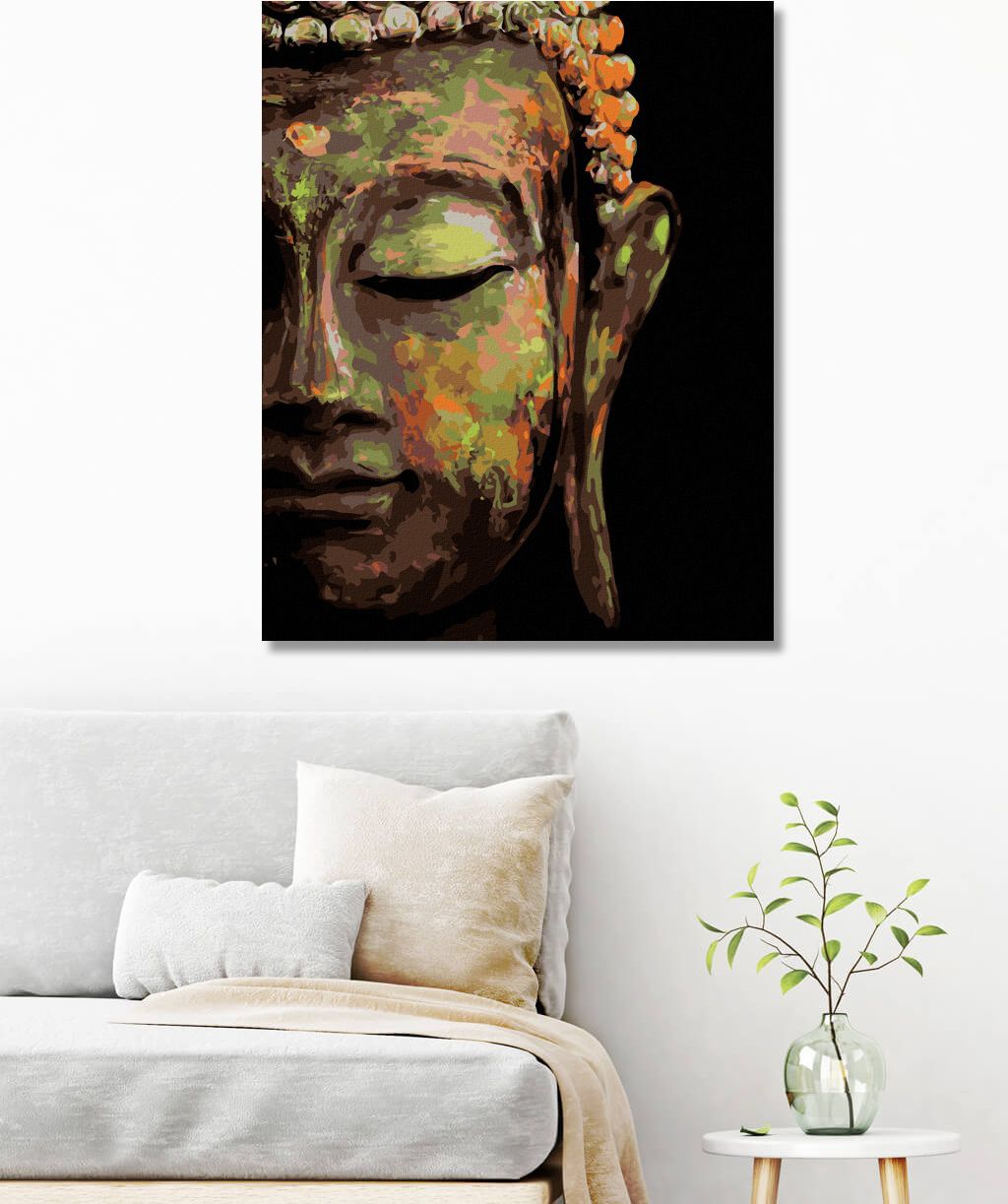 zuty Malování podle čísel - BUDDHA NA ČERNÉM POZADÍ - Rozměr: 40x50 cm, Rámování: Varianta: vypnuté plátno na rám - obrázek 3