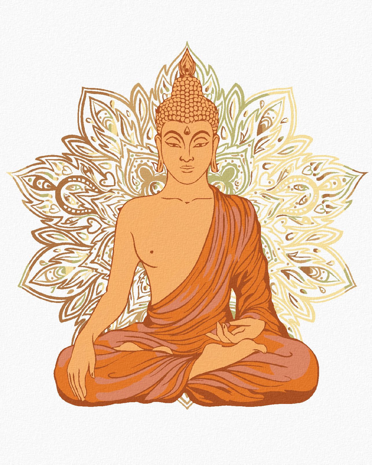 zuty Malování podle čísel - BUDDHA A ORNAMENTY II - Rozměr: 40x50 cm, Rámování: Varianta: vypnuté plátno na rám - obrázek 1