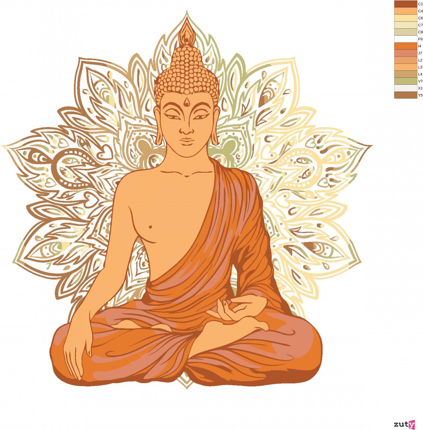 zuty Malování podle čísel - BUDDHA A ORNAMENTY II - Rozměr: 40x50 cm, Rámování: Varianta: vypnuté plátno na rám - obrázek 6