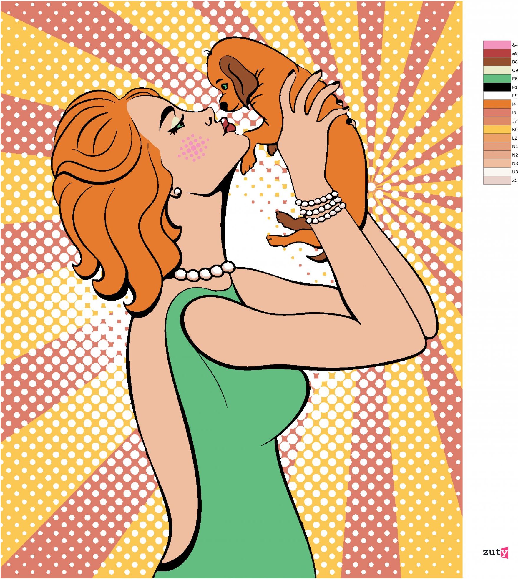 zuty Malování podle čísel - POP-ART ŽENA SE ŠTĚNÁTKEM - Rozměr: 40x50 cm, Rámování: Varianta: vypnuté plátno na rám - obrázek 6