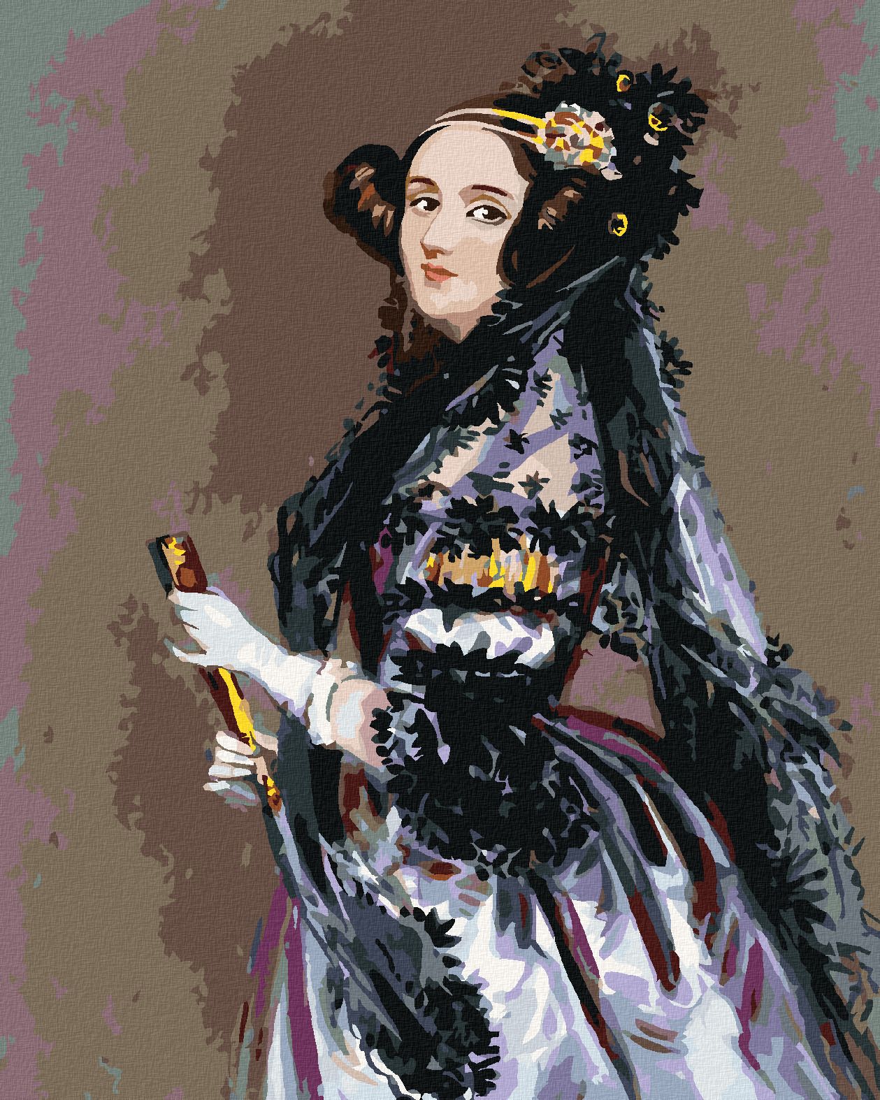 zuty Malování podle čísel - PORTRÉT ADA LOVELACE (ALFRED EDWARD CHALON) - Rozměr: 40x50 cm, Rámování: Varianta: vypnuté plátno na rám - obrázek 1
